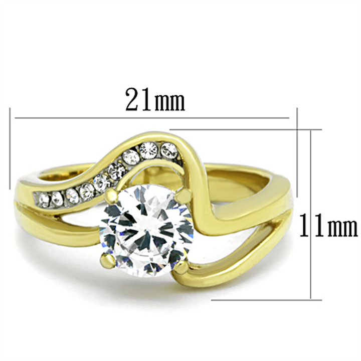 Womens Stainless Steel 316 1.325 Carat Zirconia Gold Plated Engagement Ring Image 2