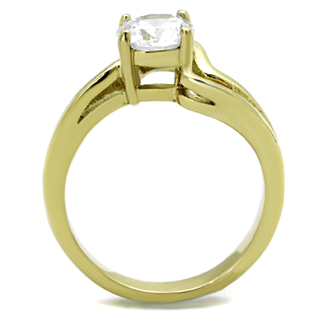 Womens Stainless Steel 316 1.325 Carat Zirconia Gold Plated Engagement Ring Image 3