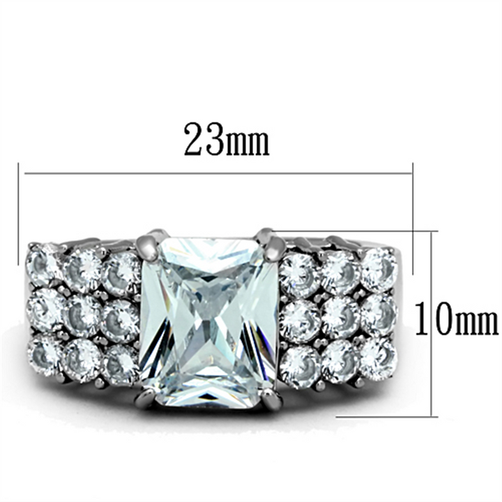 Womens Stainless Steel 316 Radiant Cut 4.57 Carat Zirconia Engagement Ring Image 2