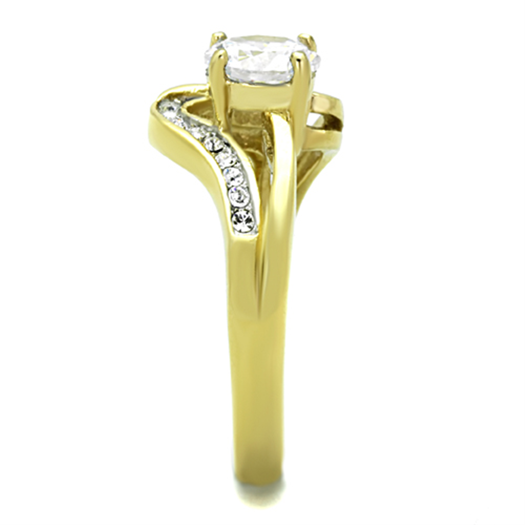 Womens Stainless Steel 316 1.325 Carat Zirconia Gold Plated Engagement Ring Image 4