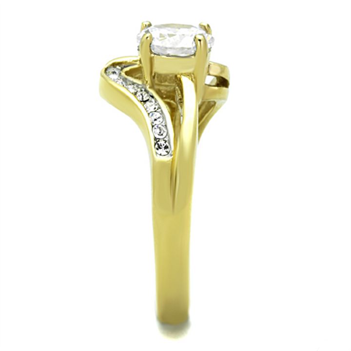 Womens Stainless Steel 316 1.325 Carat Zirconia Gold Plated Engagement Ring Image 4