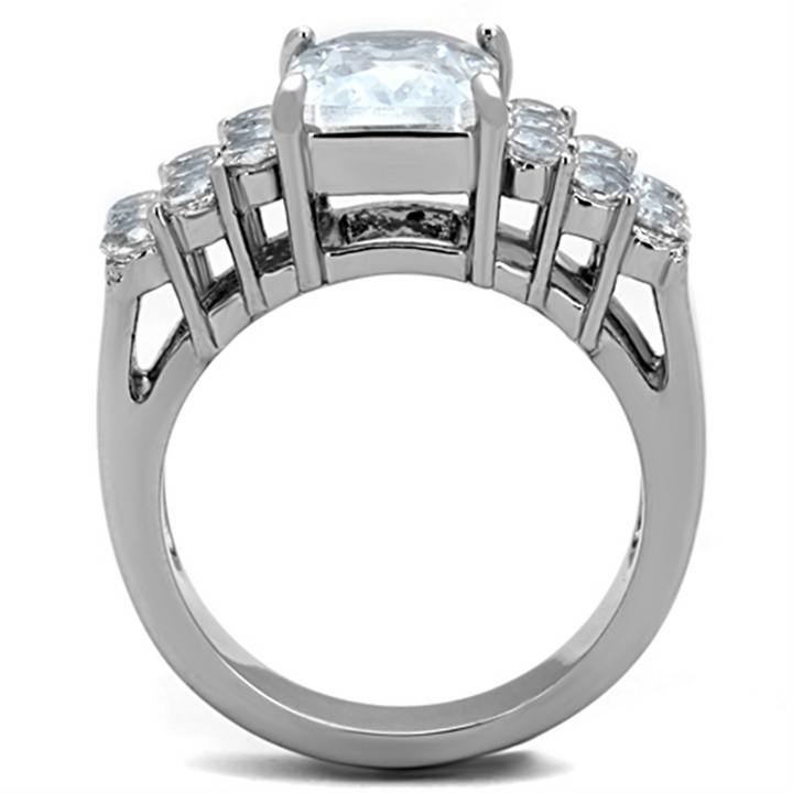 Womens Stainless Steel 316 Radiant Cut 4.57 Carat Zirconia Engagement Ring Image 3