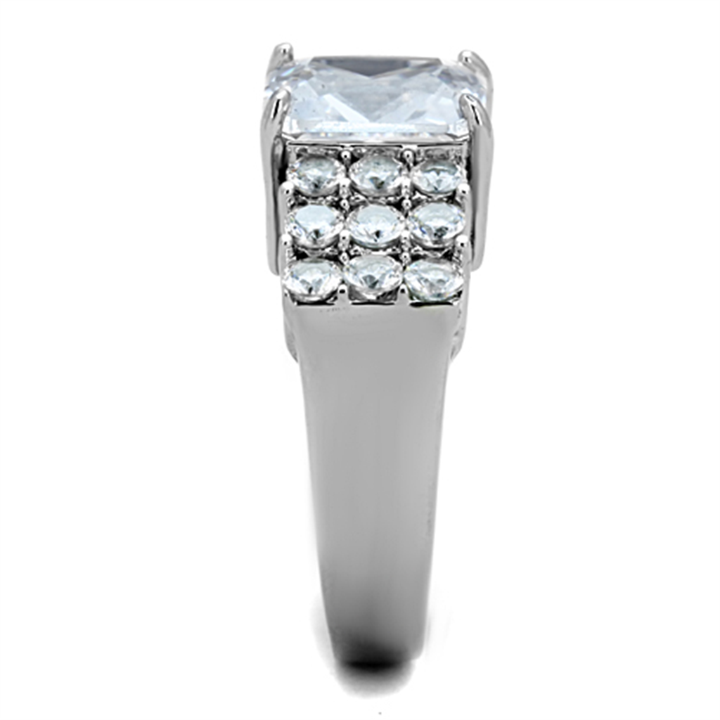 Womens Stainless Steel 316 Radiant Cut 4.57 Carat Zirconia Engagement Ring Image 4