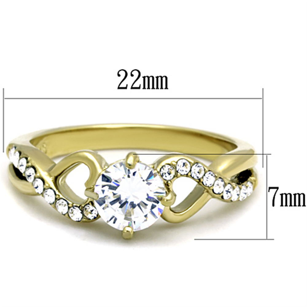 Womens Stainless Steel 316 .89 Carat Zircona 14K Gold Plated Engagement Ring Image 2