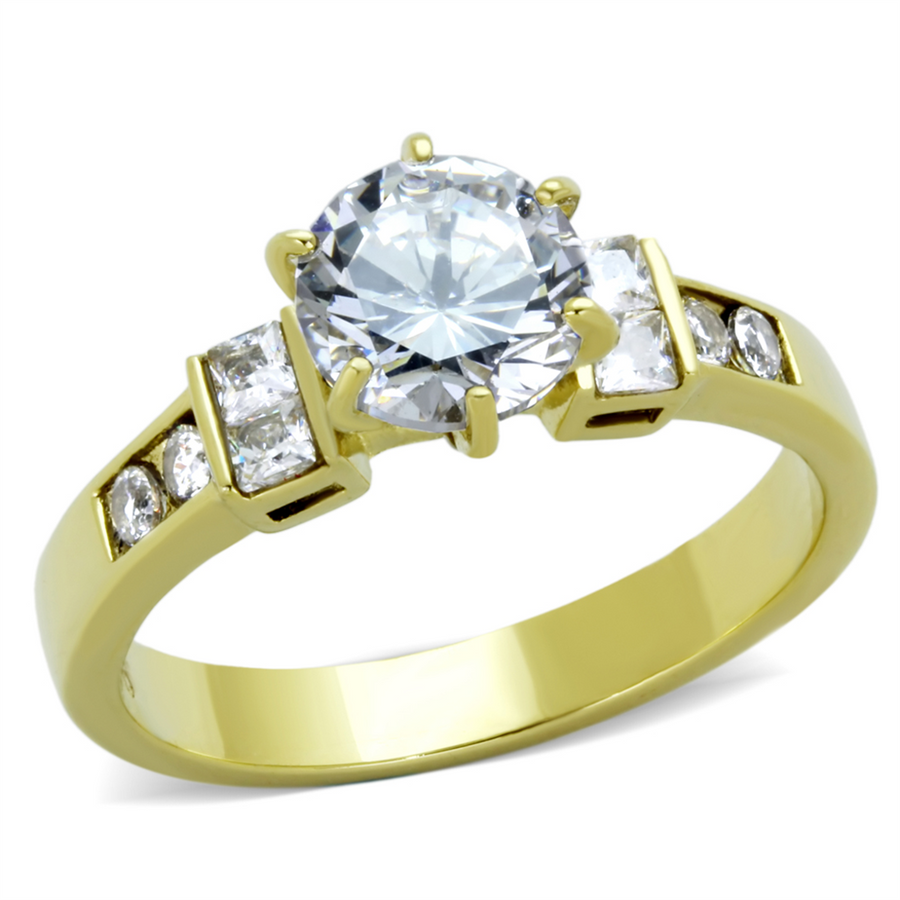 Womens Stainless Steel 3161.25 Carat Zirconia Gold Plated Engagement Ring Image 1