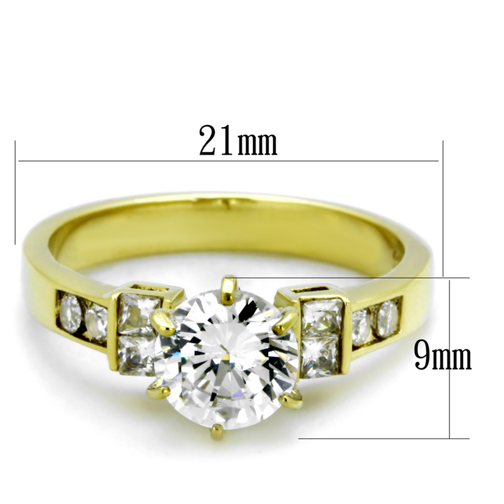 Womens Stainless Steel 3161.25 Carat Zirconia Gold Plated Engagement Ring Image 2