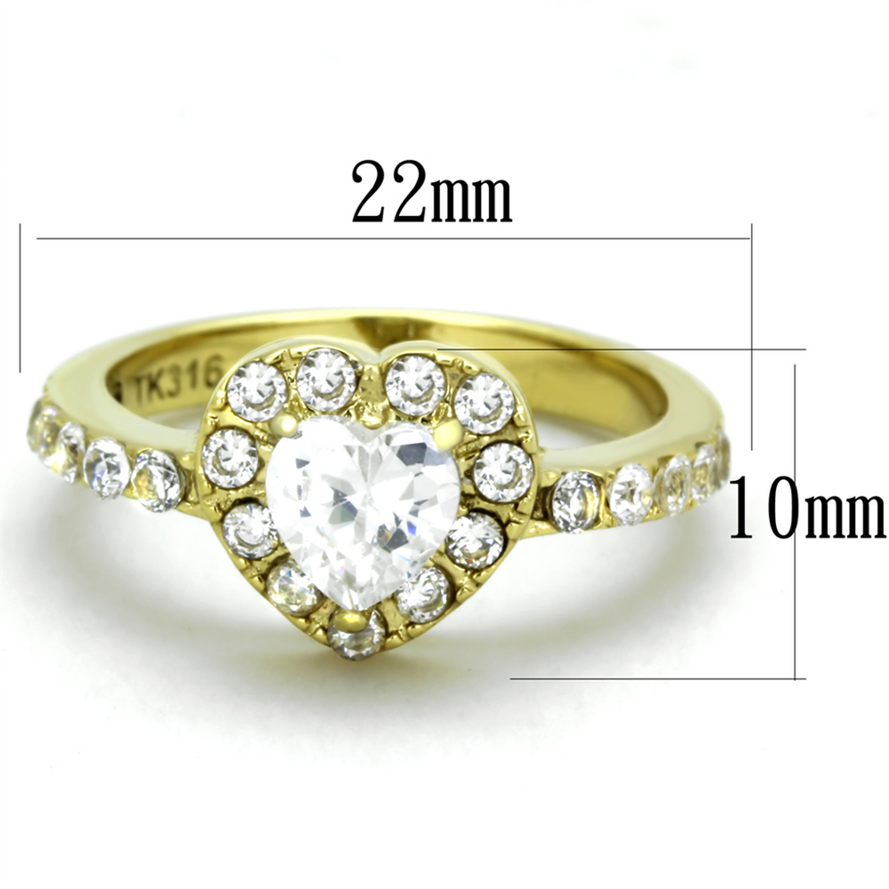 Womens Stainless Steel 3161.38 Ct Zirconia Gold Plated Halo Engagement Ring Image 2
