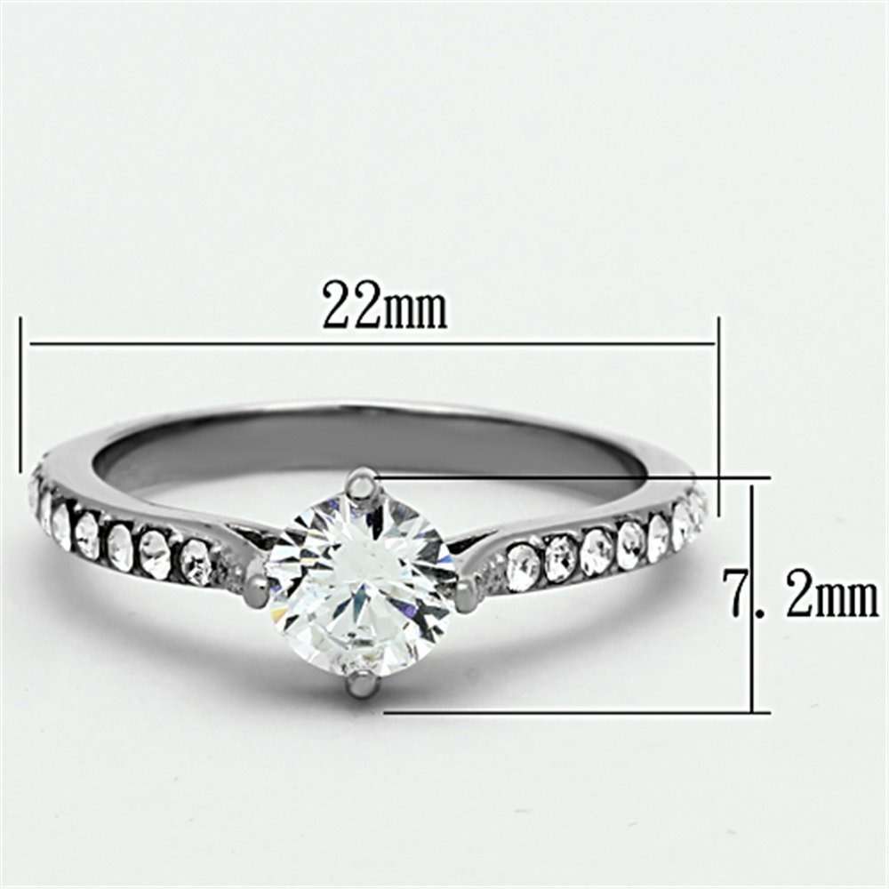 Womens Stainless Steel 316 Round Brilliant Cut Cubic Zirconia Engagement Ring Image 2