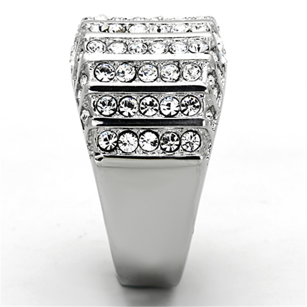 Womens Stainless Steel 316 Round Cut Cubic Zirconia Wide Band Fashion Ring Image 4