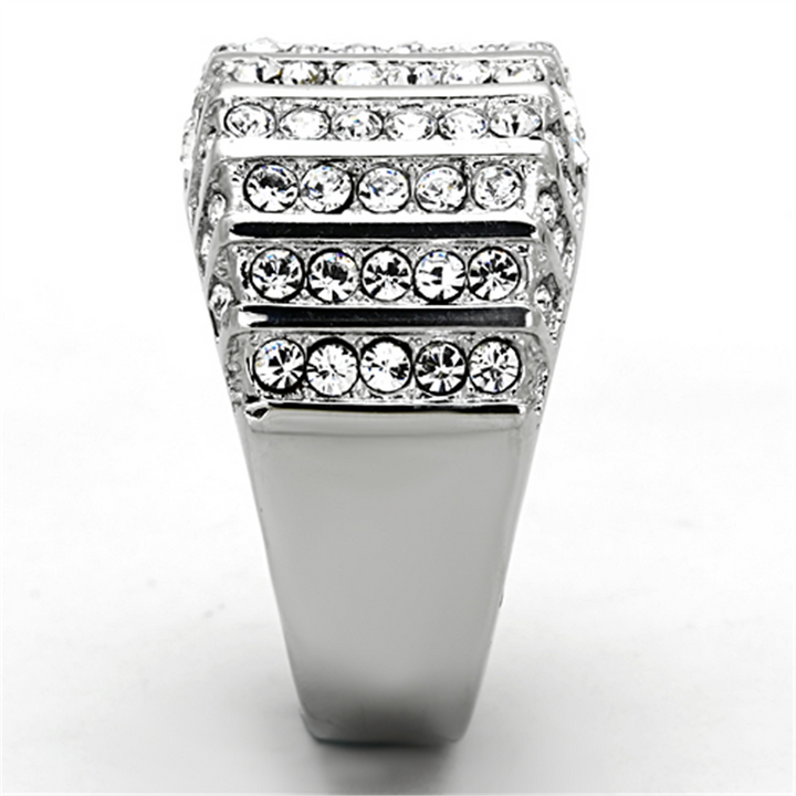 Womens Stainless Steel 316 Round Cut Cubic Zirconia Wide Band Fashion Ring Image 4