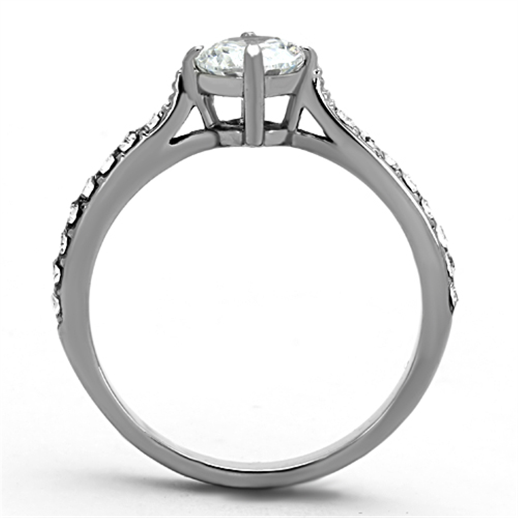 Womens Stainless Steel 316 Round Brilliant Cut Cubic Zirconia Engagement Ring Image 3