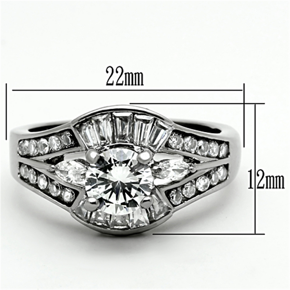 Womens Stainless Steel 316 Aaa Grade Cubic Zirconia Engagement Wedding Ring Image 2