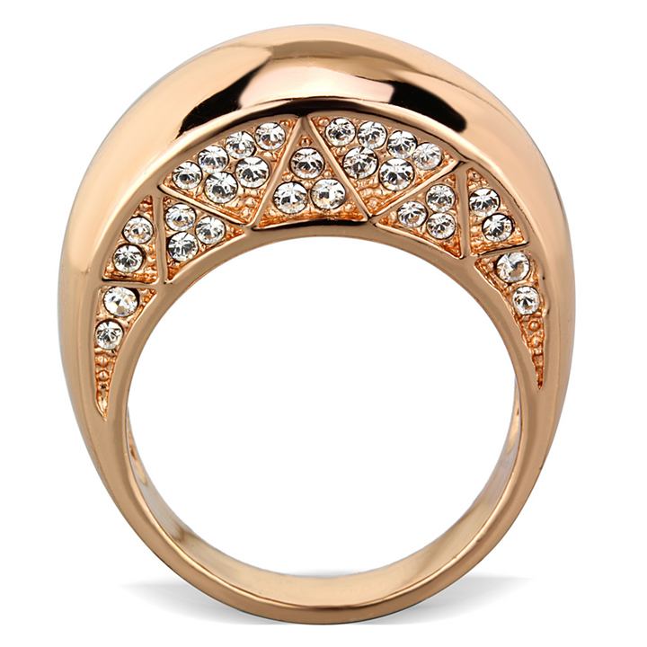 Stainless Steel Rose Gold Plated .3Ct Crystal Dome Fashion Ring Womens Sz 5-1 0 Image 3