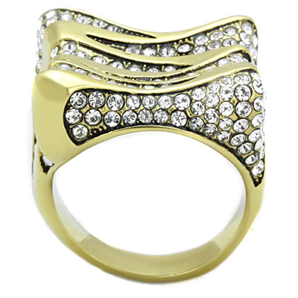 1.5 Ct Top Grade Crystal 14K Gold Plated Stainless Steel Cocktail Ring Sz 5-10 Image 3