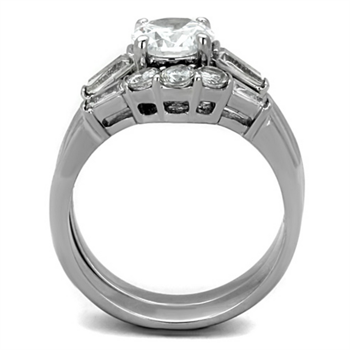 1.95 Ct Round Cut Aaa Cz Stainless Steel Wedding Ring Set Womens Size 5-10 Image 3