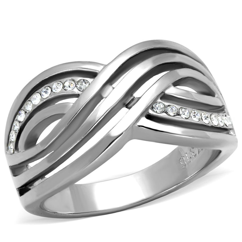 Stainless Steel Womens Round Cut Aaa Cz Anniversary/Infinity Ring Band Sz 5-10 Image 1