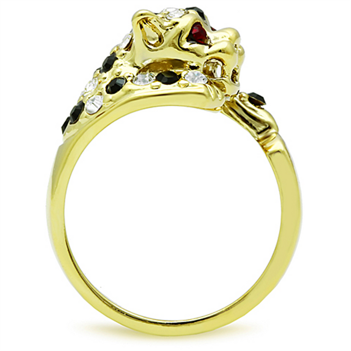 14K Gold Plated Stainless Steel Multi-Color Crystal Cocktail Tiger Ring Size 5-10 Image 3