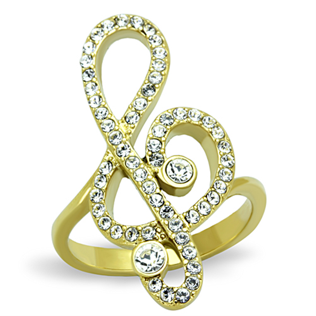 14K Gold Plated Stainless Steel Crystal Musical Note Fashion Ring Womens Size 5-10 Image 1