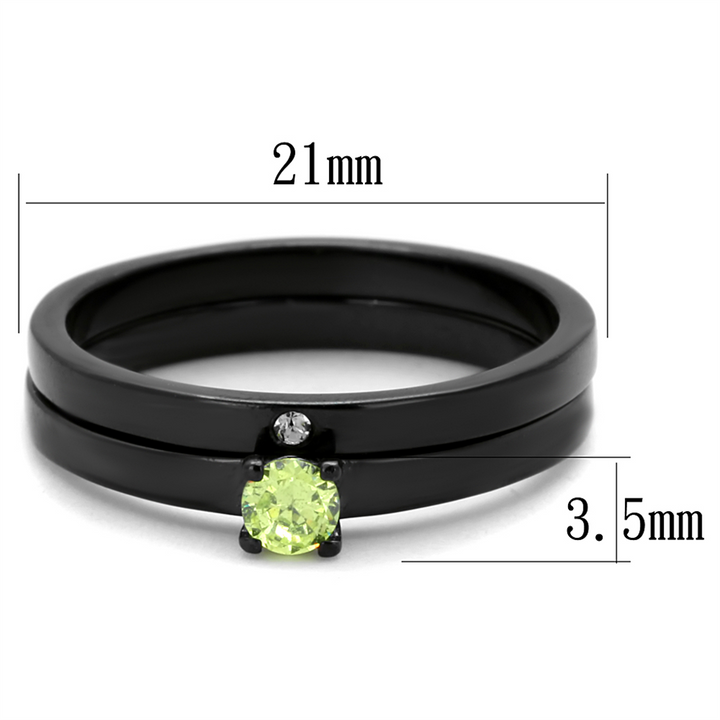 Black Ion Plated Apple Green Zirconia Stainless Steel Wedding Ring Set Womens Size 5-10 Image 2