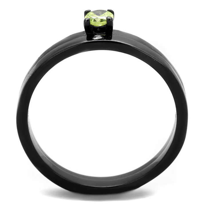 Black Ion Plated Apple Green Zirconia Stainless Steel Wedding Ring Set Womens Size 5-10 Image 3