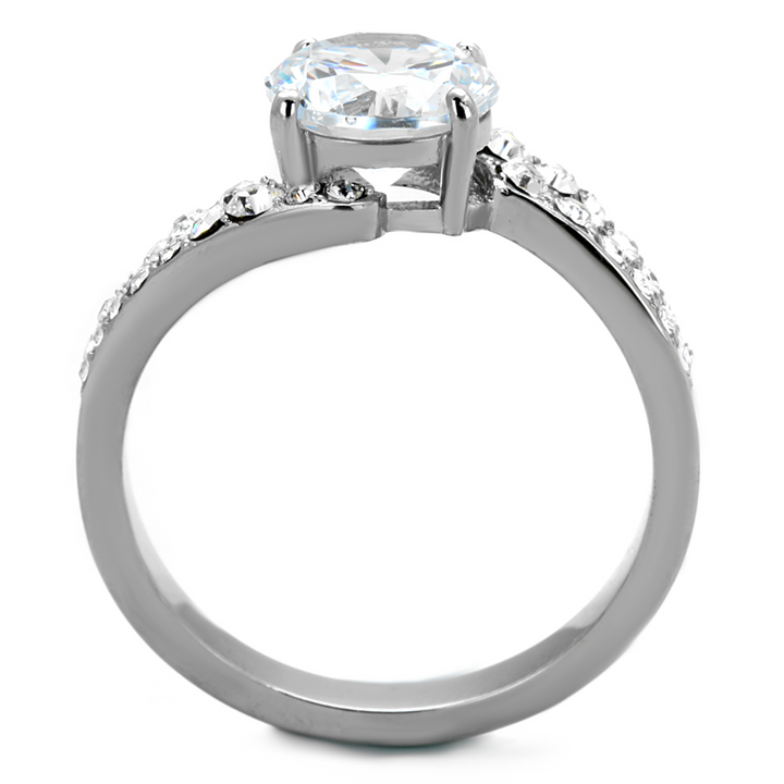 2.94Ct Round Cut Zirconia Stainless Steel Engagement Ring Band Womens Size 5-10 Image 3