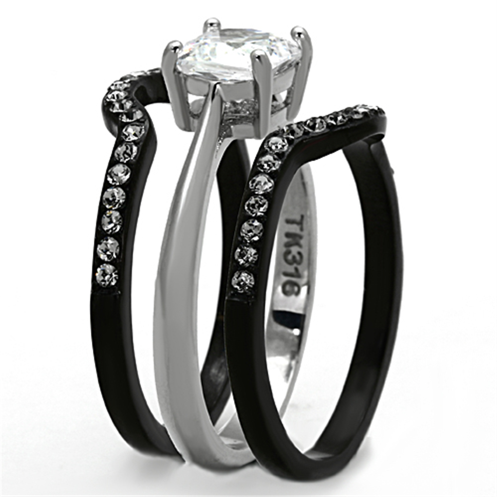 1.85 Ct Cushion Cut Cz Black Stainless Steel Wedding Ring Set Womens Size 5-10 Image 4