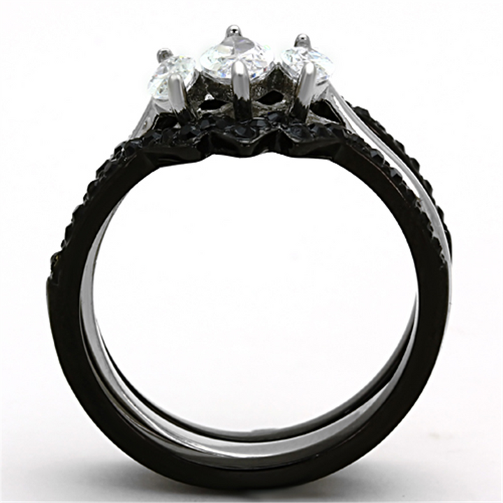 2.25 Ct Marquise Cut Cz Black Stainless Steel Wedding Ring Set Womens Size 5-10 Image 3