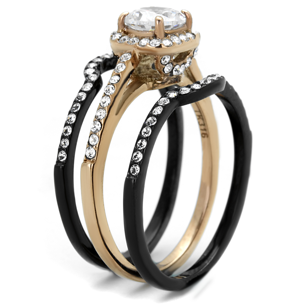 1.75 Ct Halo Round Cut Cz Black Stainless Steel Wedding Ring Set Womens Sz 5-10 Image 4