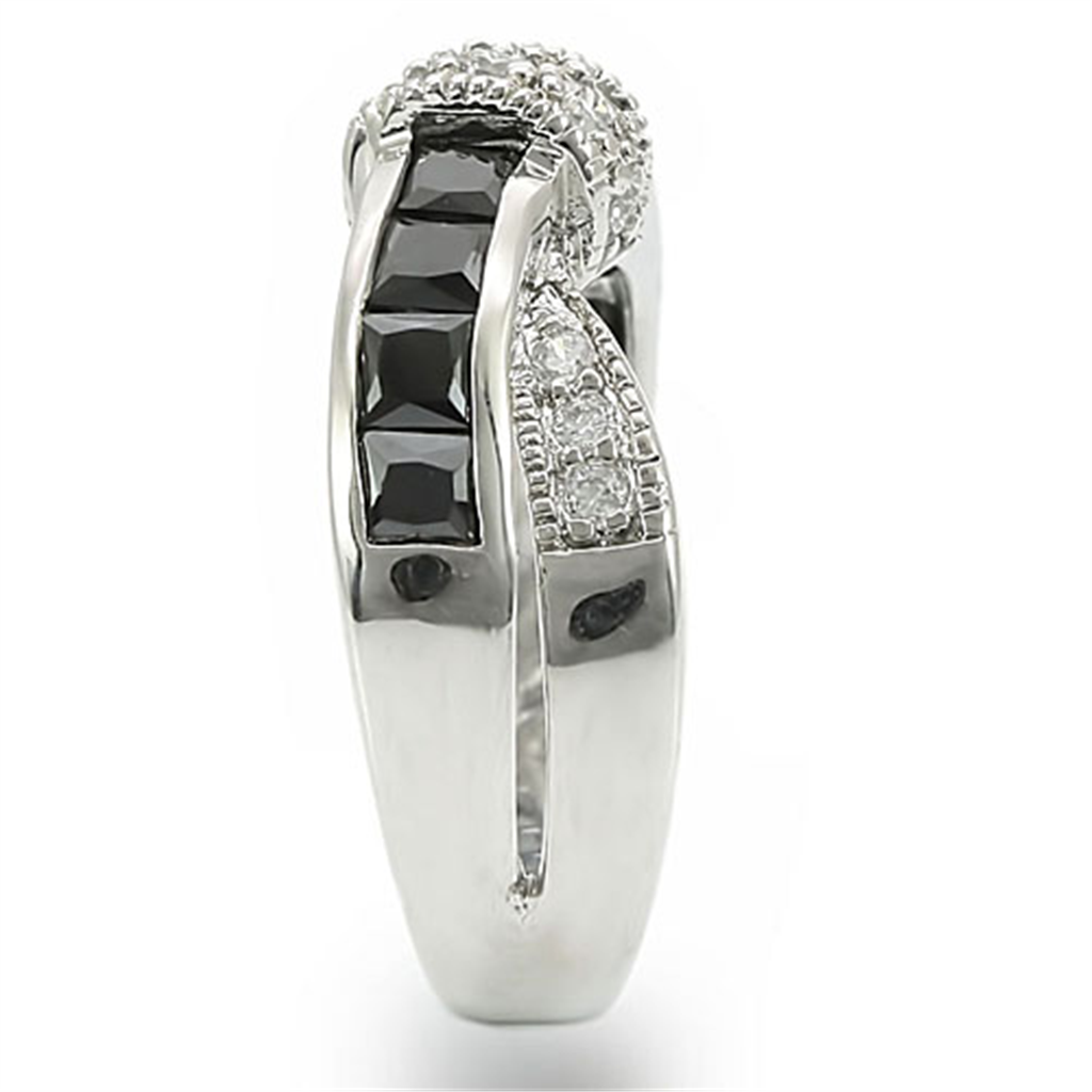 1.75 Ct Jet Black and Clear Cubic Zirconia Stainless Steel Fashion Ring Womens Size 5-10 Image 4