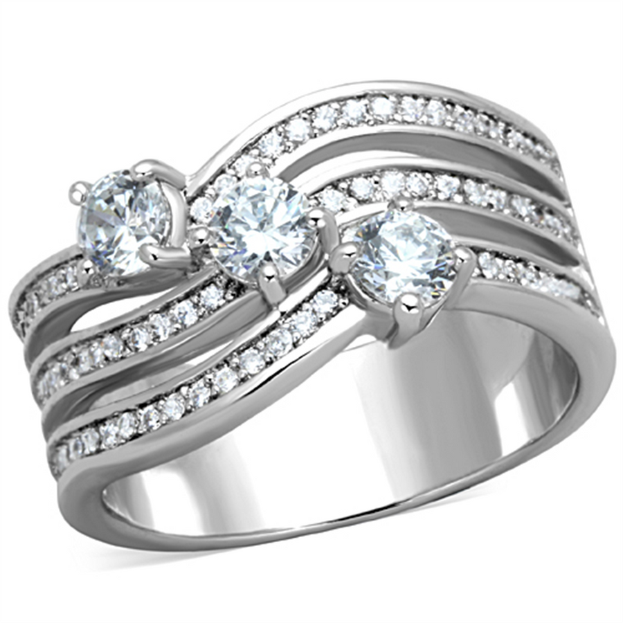 Womens .93 Ct Round Cut Zirconia Stainless Steel Anniversary Ring Band Sz 5-10 Image 1