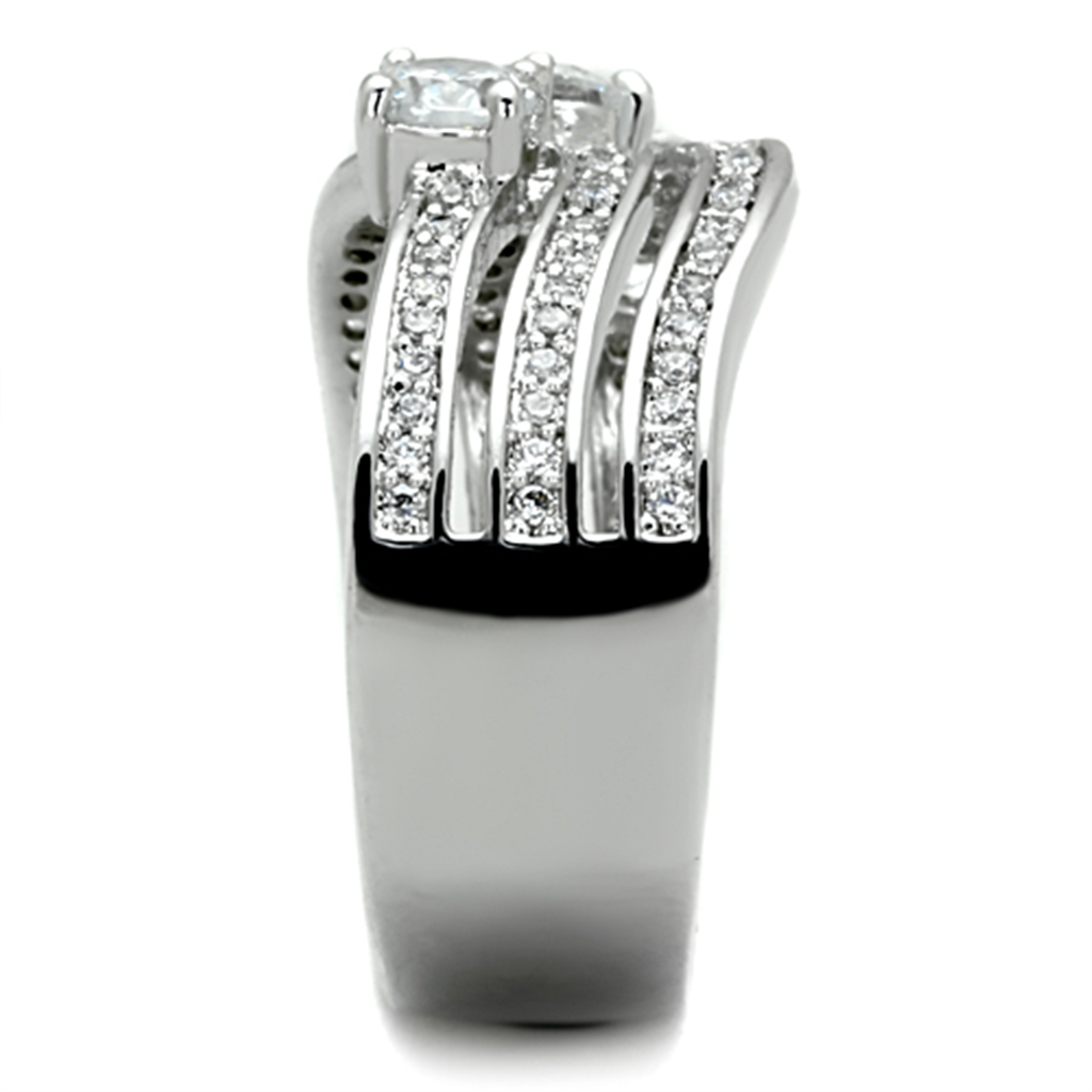 Womens .93 Ct Round Cut Zirconia Stainless Steel Anniversary Ring Band Sz 5-10 Image 4