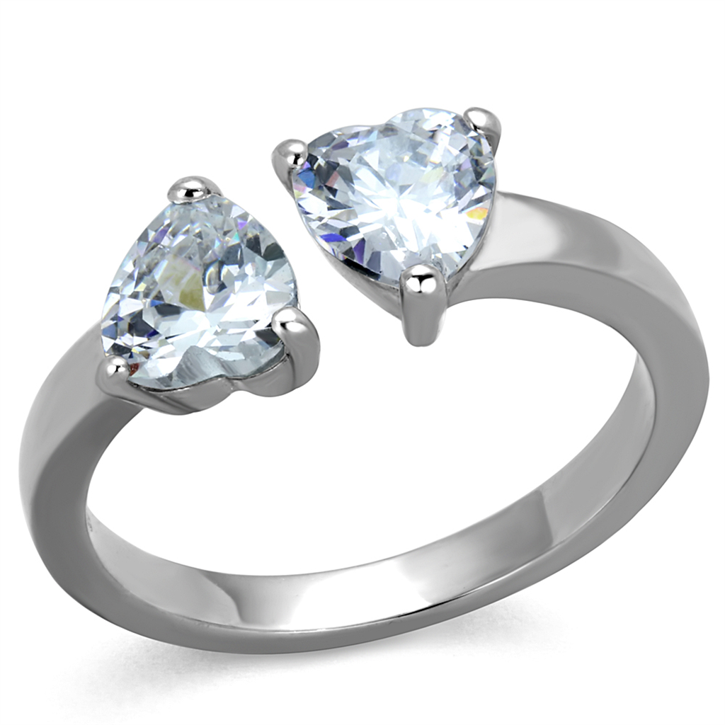 1.48 Ct Heart Shape Zirconia Stainless Steel Promise/Cuff Ring Womens Size 5-10 Image 1