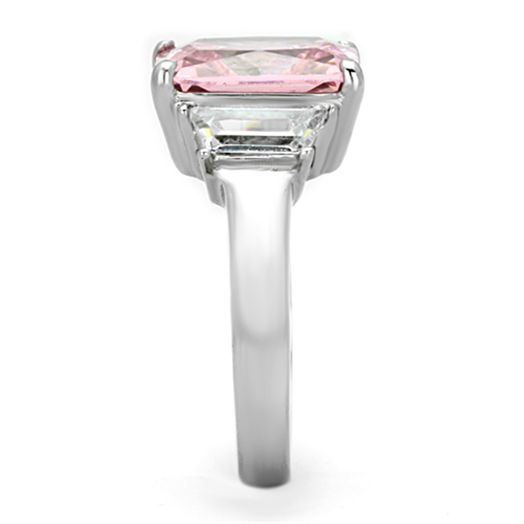 6.64 Ct Emerald Cut Rose Zirconia Stainless Steel Engagement Ring Womens Sz 5-10 Image 4