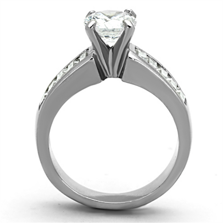 2.97 Ct Round Cut and Baguettes Cz Stainless Steel Engagement Ring Womens Sz 5-10 Image 3