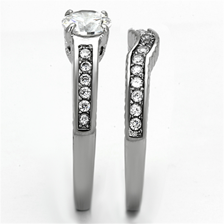 1.75 Ct Round Cut Cubic Zirconia Stainless Steel Wedding Ring Set Womens Sz 5-10 Image 4