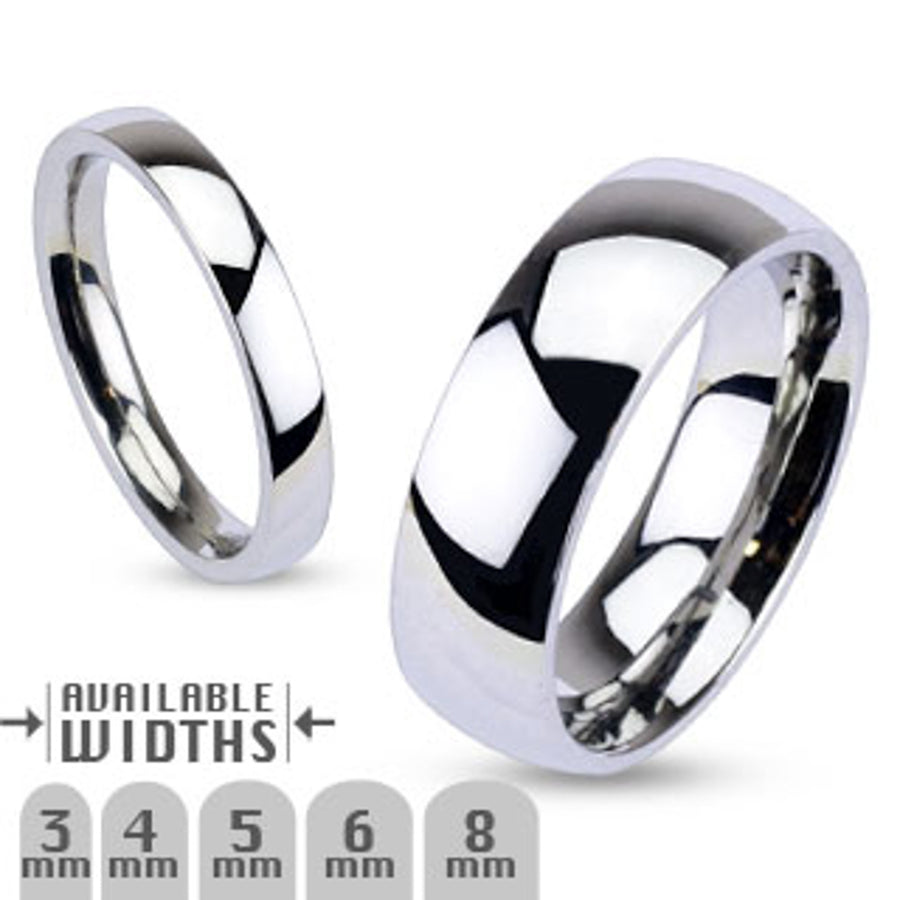316L Stainless Steel High Polished Wedding Band Ring 3Mm-8Mm Wide Sizes 4.5-14 Image 1