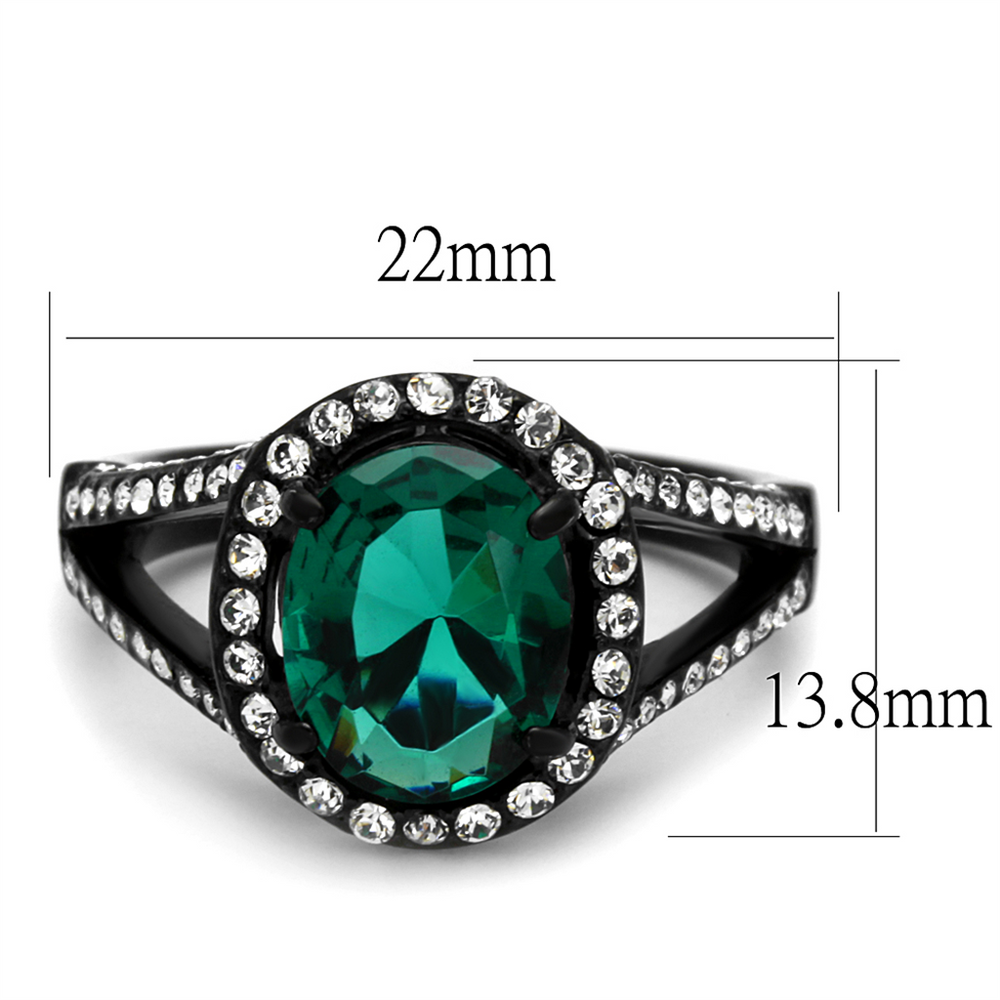 3.26Ct Blue Zircon Halo Cz Black Stainless Steel Engagement Ring Womens Sz 5-10 Image 2