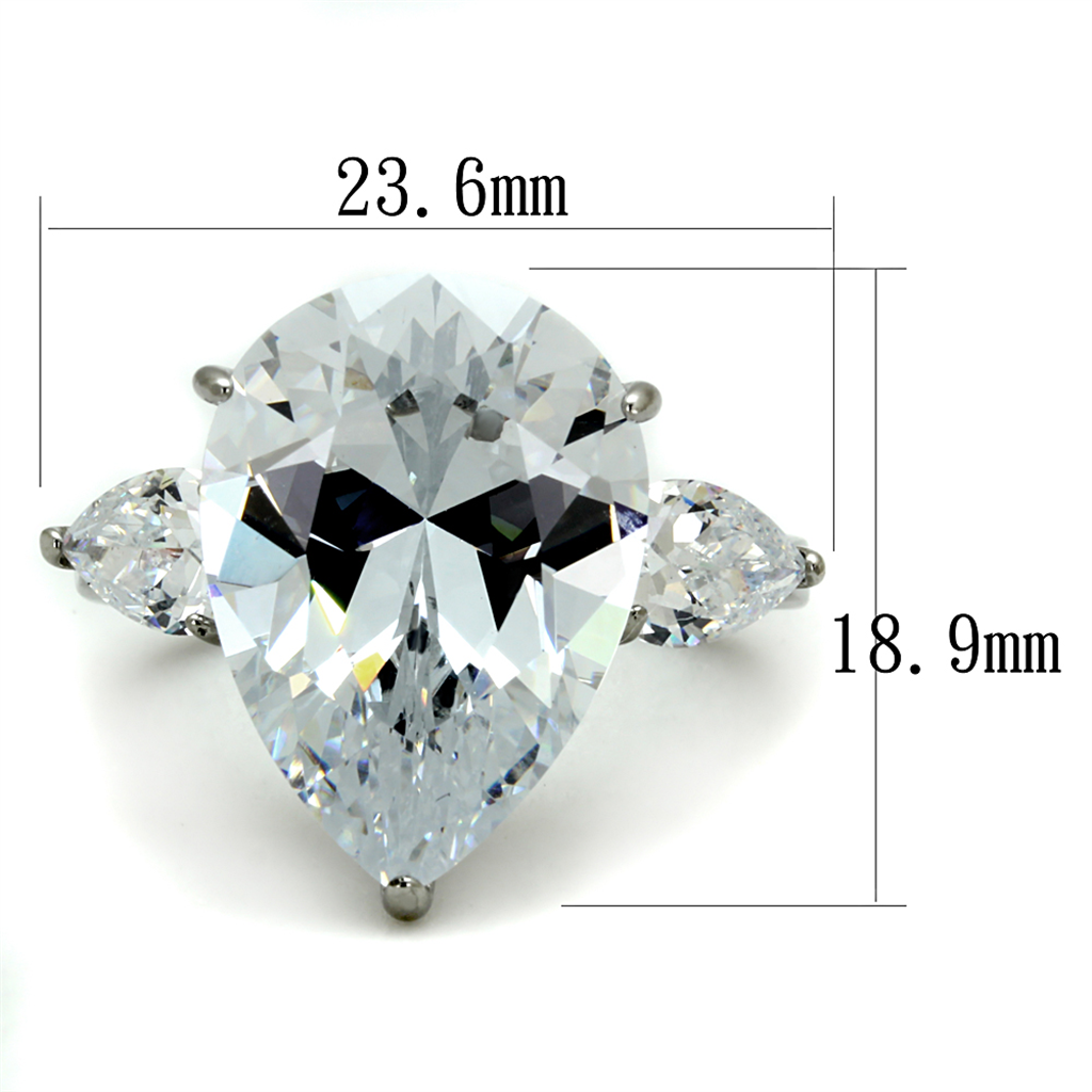 Womens 11.83Ct Pear Shape Cubic Zirconia Stainless Steel Engagement Ring Sz 5-10 Image 2