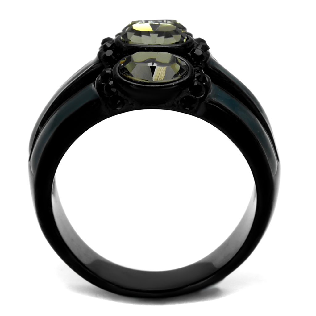 Black and Blue Ip Stainless Steel Black Diamond Crystal Fashion Ring Women Sz 5-10 Image 3