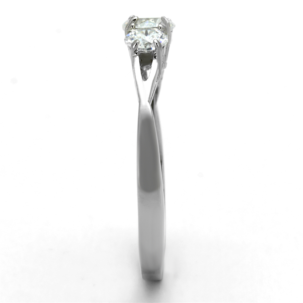 Womens Three Stone .96 Ct Zirconia Stainless Steel Anniversary Ring Size 5-10 Image 4