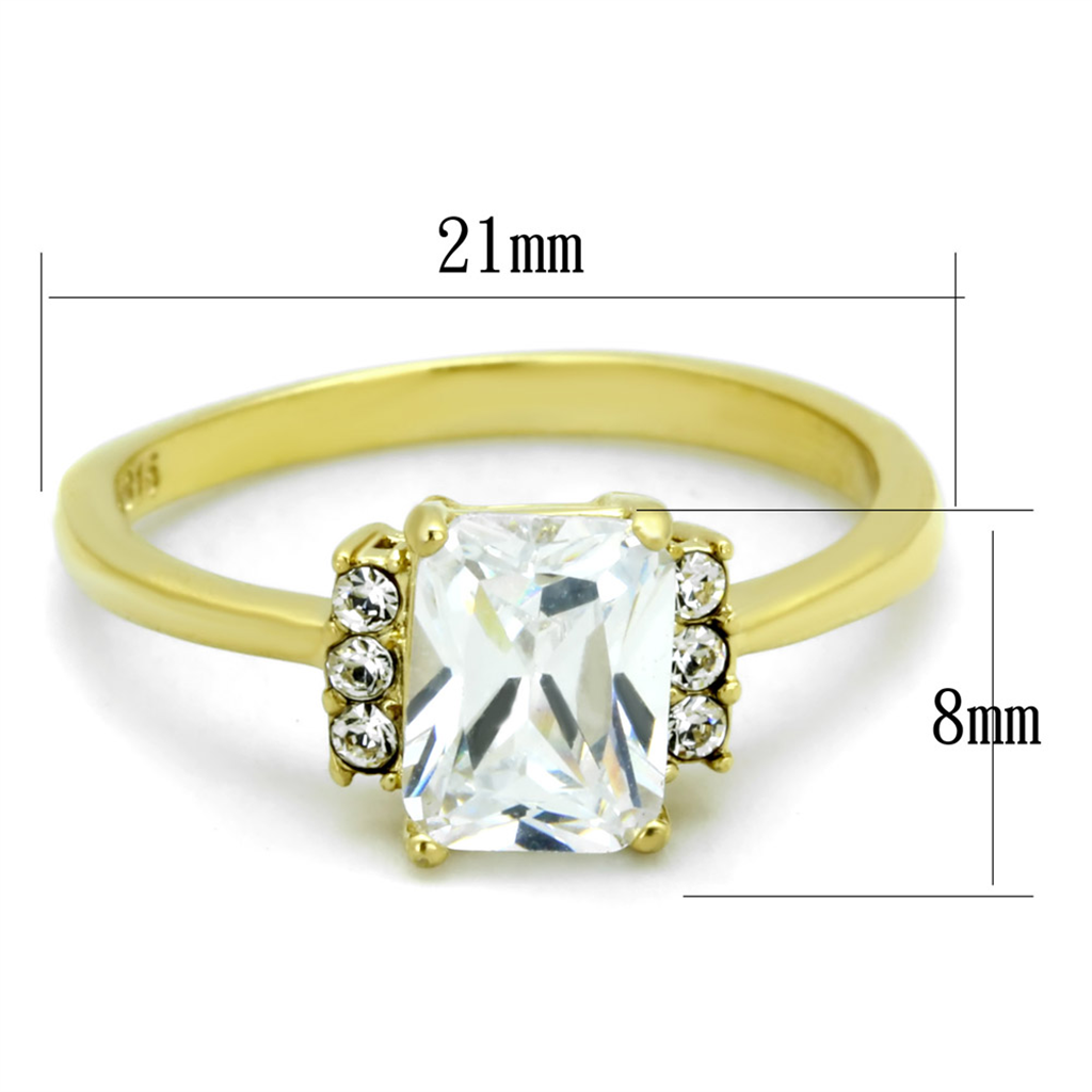 1.77Ct Emerald Cut Cz Stainless Steel Gold Plated Engagement Ring Womens Sz 5-10 Image 2