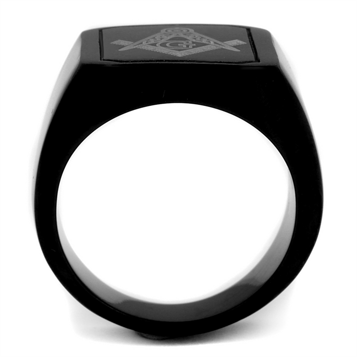 Mens Stainless Steel Black Ion Plated and Enamel Masonic Freemason Ring Size 8-13 Image 3