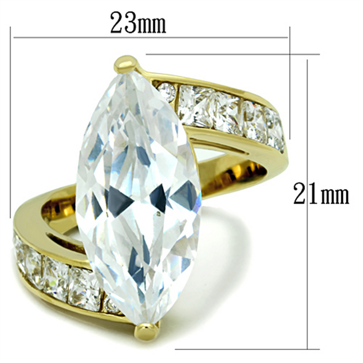 Womens 9.38 Ct Marquise Cut Cz 14K Gold Plated Stainless Steel Engagement Ring Image 2