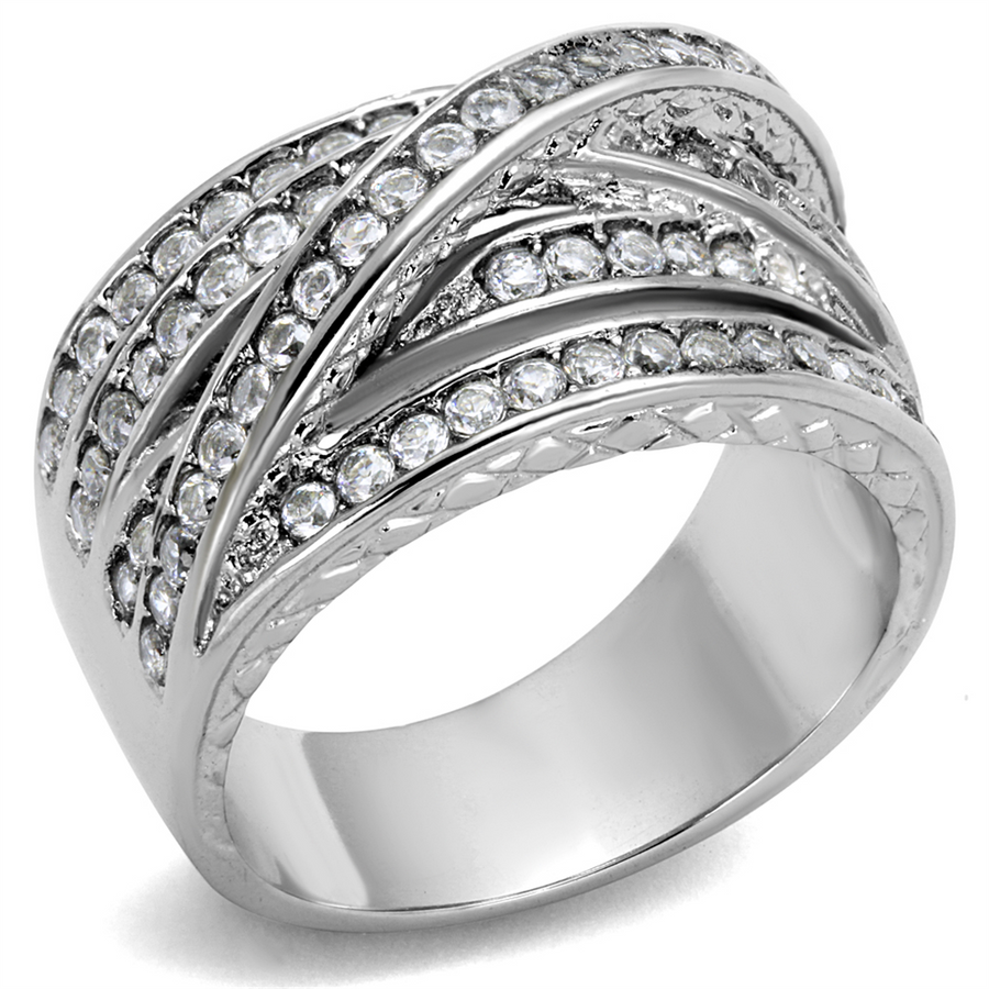 Womens Round Cut Cubic Zirconia Stainless Steel Anniversary Ring Size 5-10 Image 1