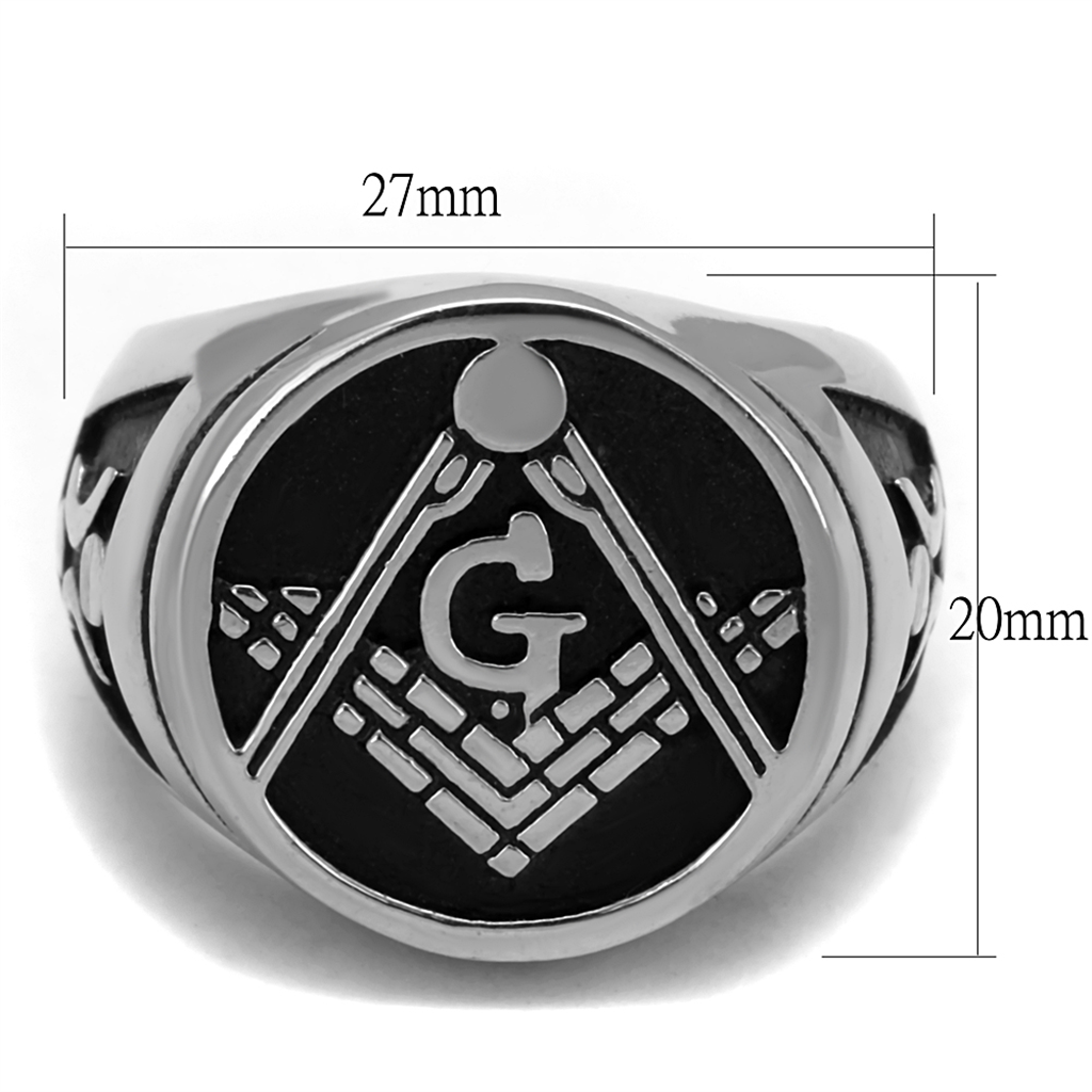 Mens Stainless Steel Tusk 316 and Epoxy Masonic Lodge Freemason Ring Band Sz 8-13 Image 2