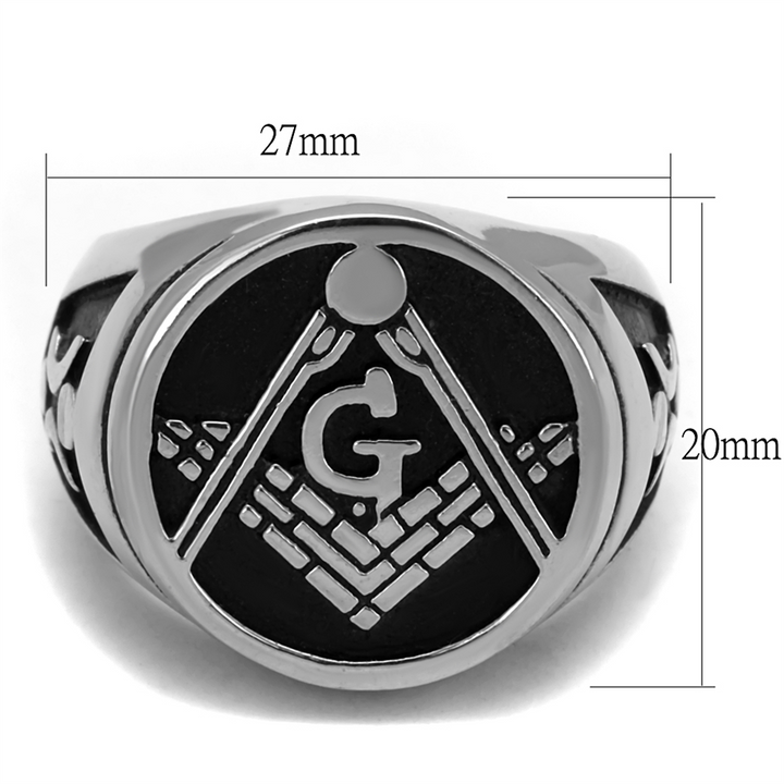 Mens Stainless Steel Tusk 316 and Epoxy Masonic Lodge Freemason Ring Band Sz 8-13 Image 2