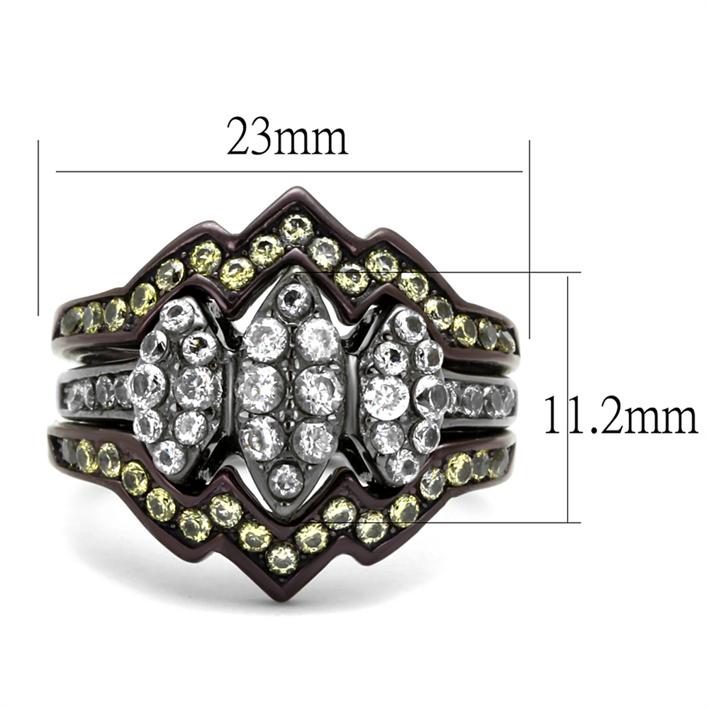 1.95 Ct Round Cut Cz Black and Brown Stainless Steel Wedding Ring Set Womens 5-10 Image 2