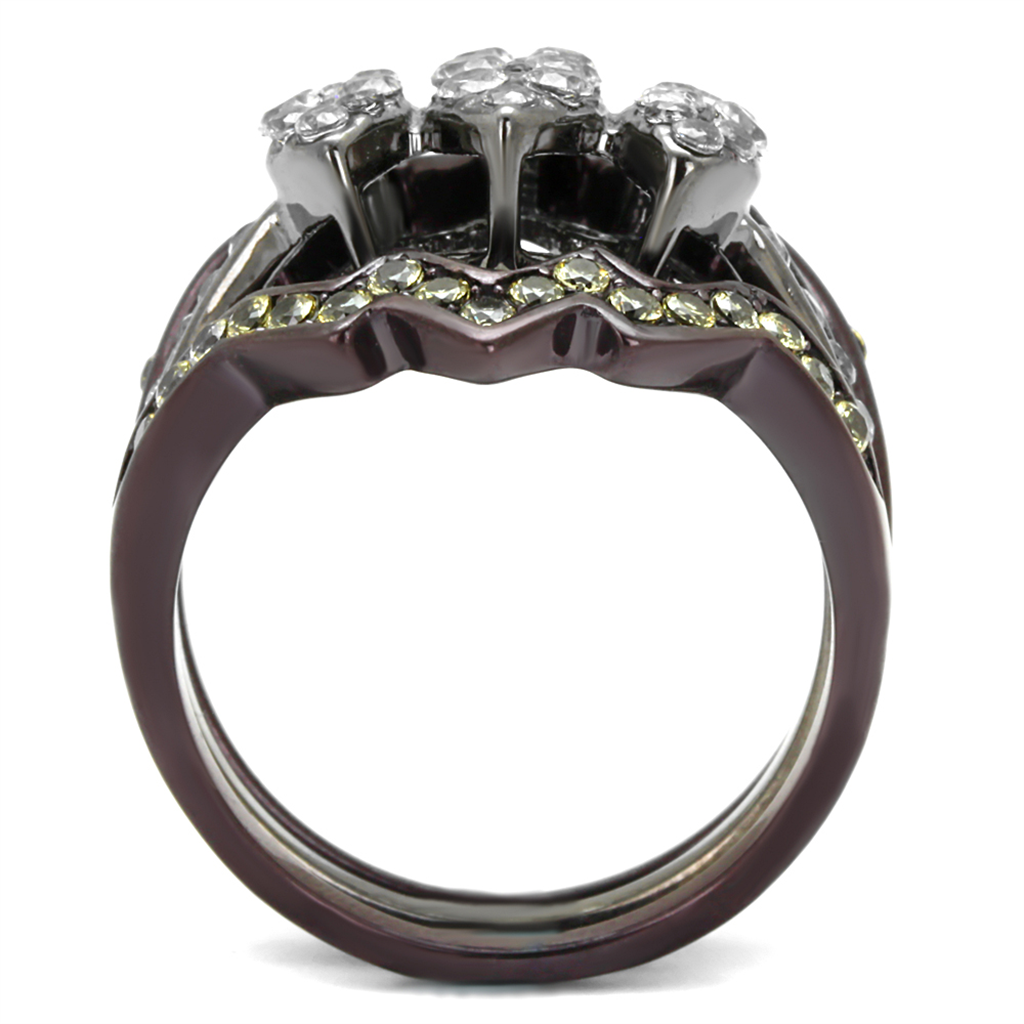 1.95 Ct Round Cut Cz Black and Brown Stainless Steel Wedding Ring Set Womens 5-10 Image 3