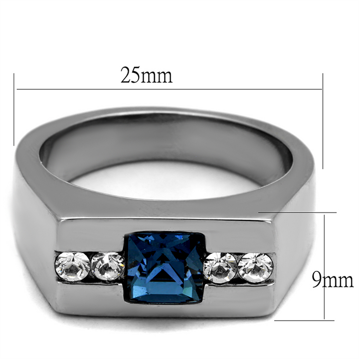 Mens 1.68Ct Montana Princess Cut Simulated Diamond Stainless Steel Ring Sz 8-13 Image 2