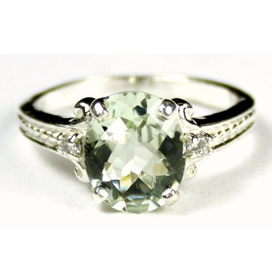 SR136 Green Amethyst 925 Sterling Silver Ring Image 1